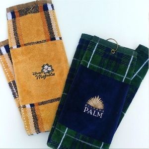 RARE Vintage Set of 2 Disney Golf Towels - Plaid